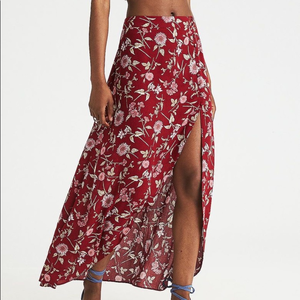 American Eagle floral maxi skirt with slit